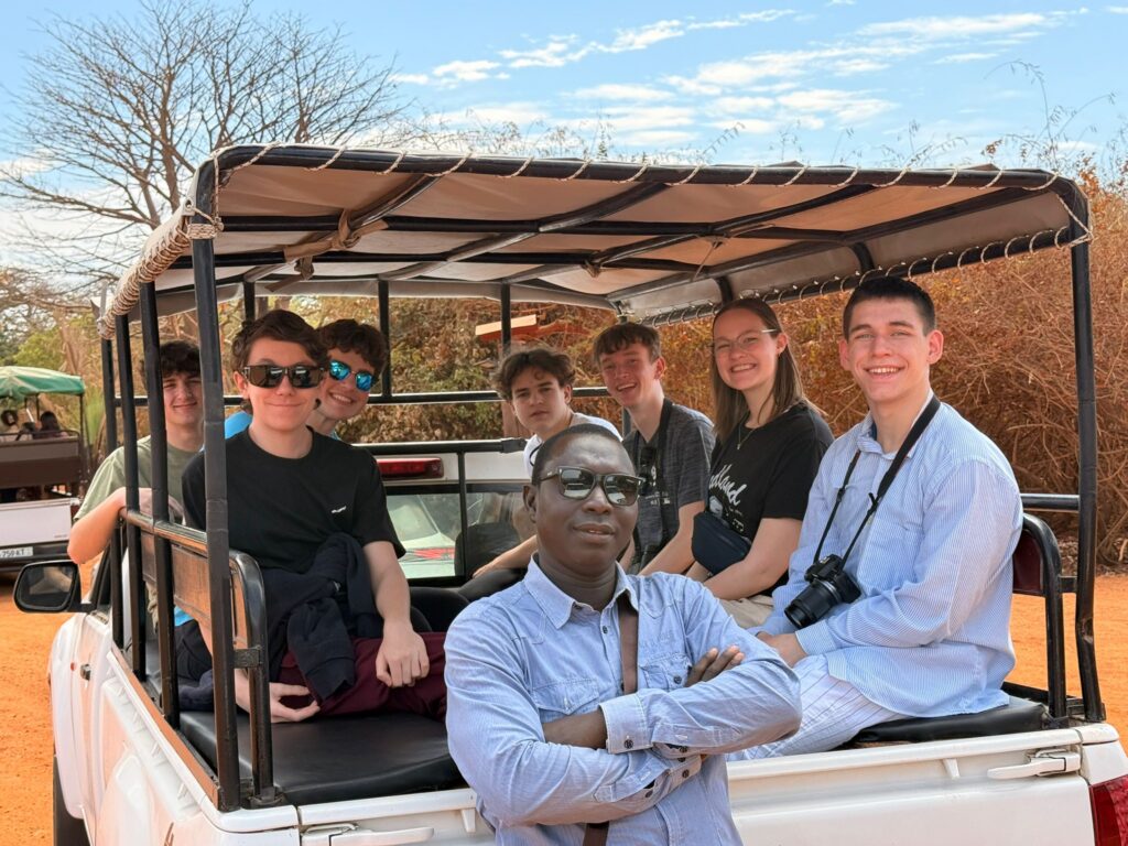 Students on safari during an educational travel program in Senegal
