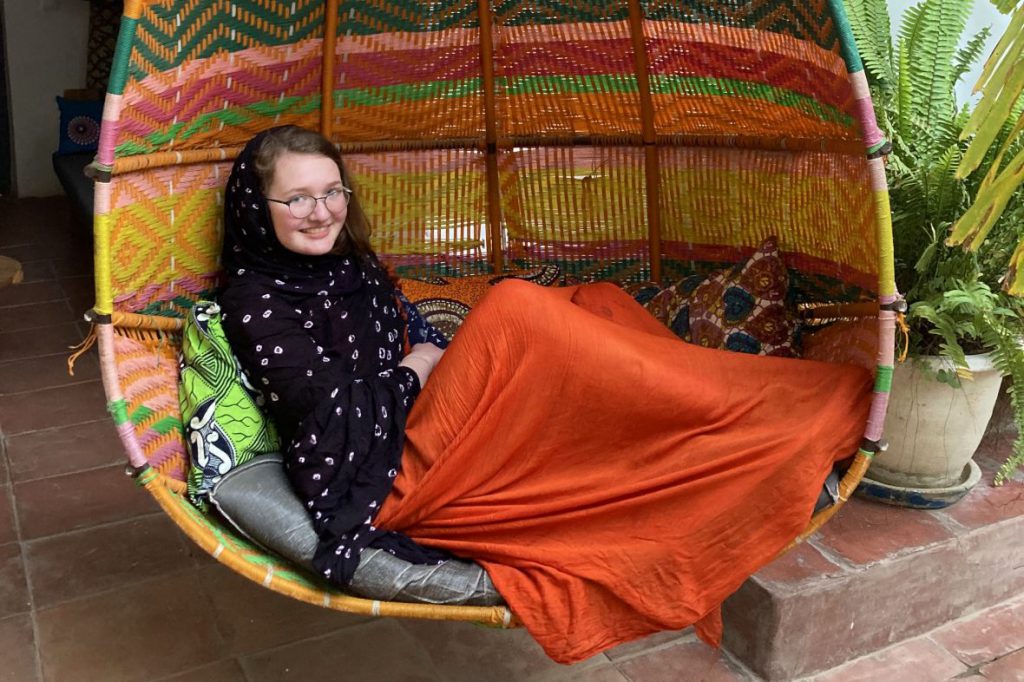 Student in Senegal in robe